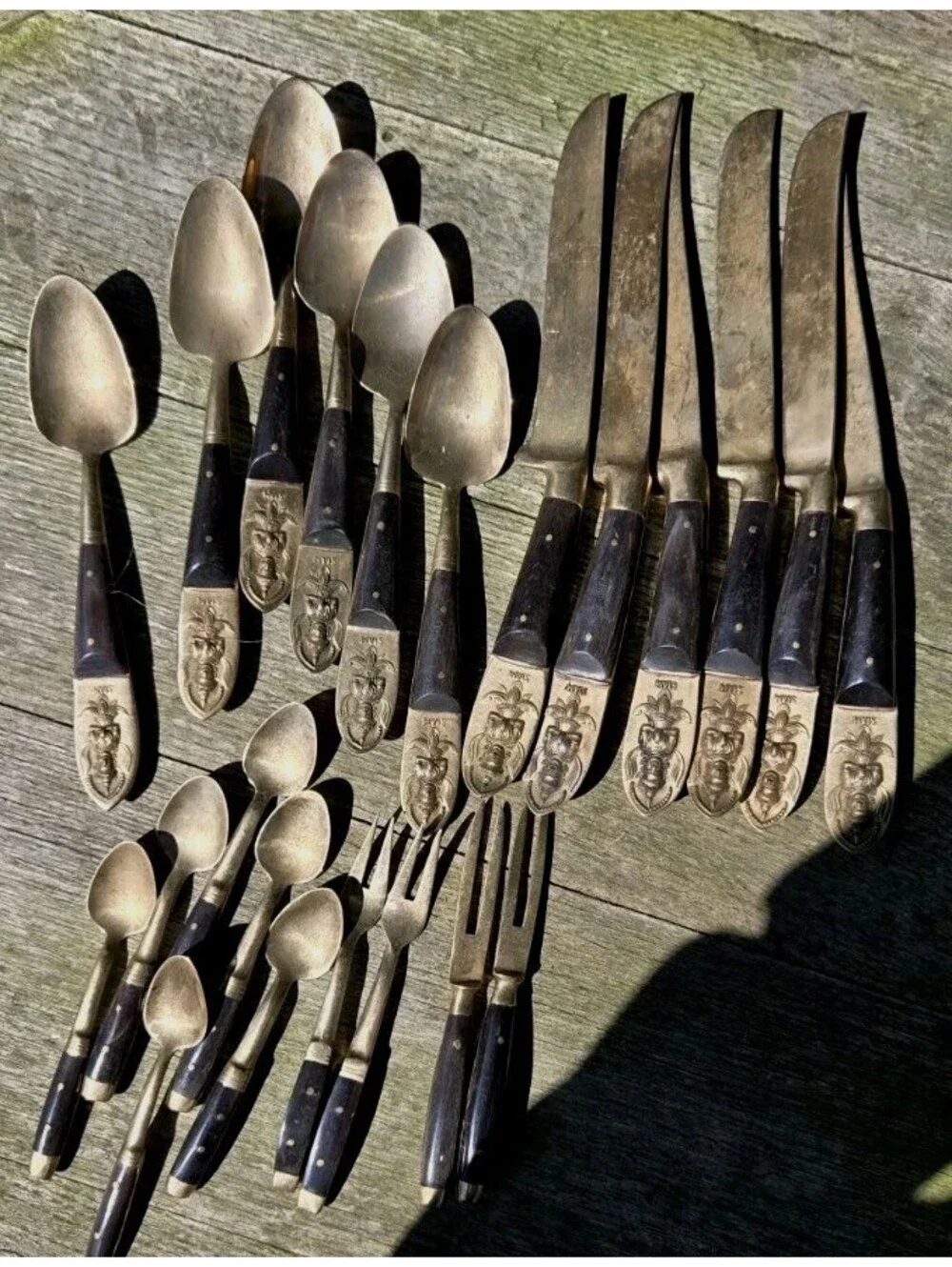 Vintage MCM Siam Thailand Goldtone Flatware Set- 22 Pieces
